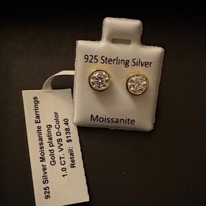 Moissanite Gold and Silver Stud Earrings